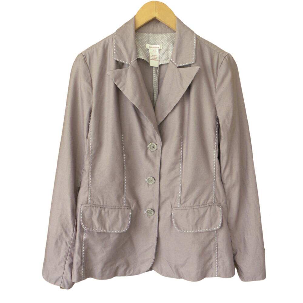 Sundance Linen Cotton Blazer Jacket Dusty Mauve Lilac Pick Stitch Artisan Small